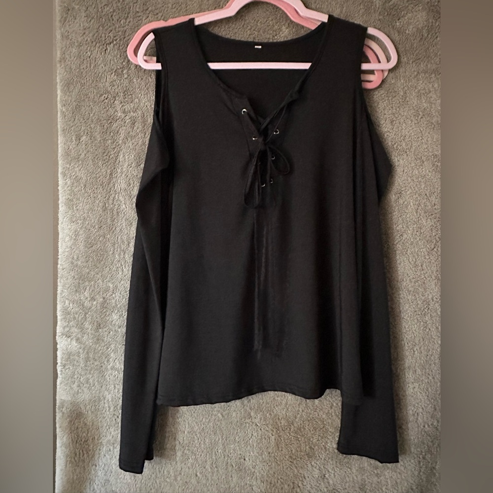 Black Cold Shoulder Top